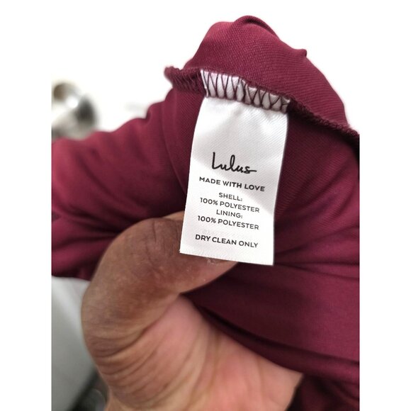 LULUS Elegant Burgundy Maxi Gown Bridesmaid Dress Deep V-Neck & Pleated Bodice S - Picture 10 of 10